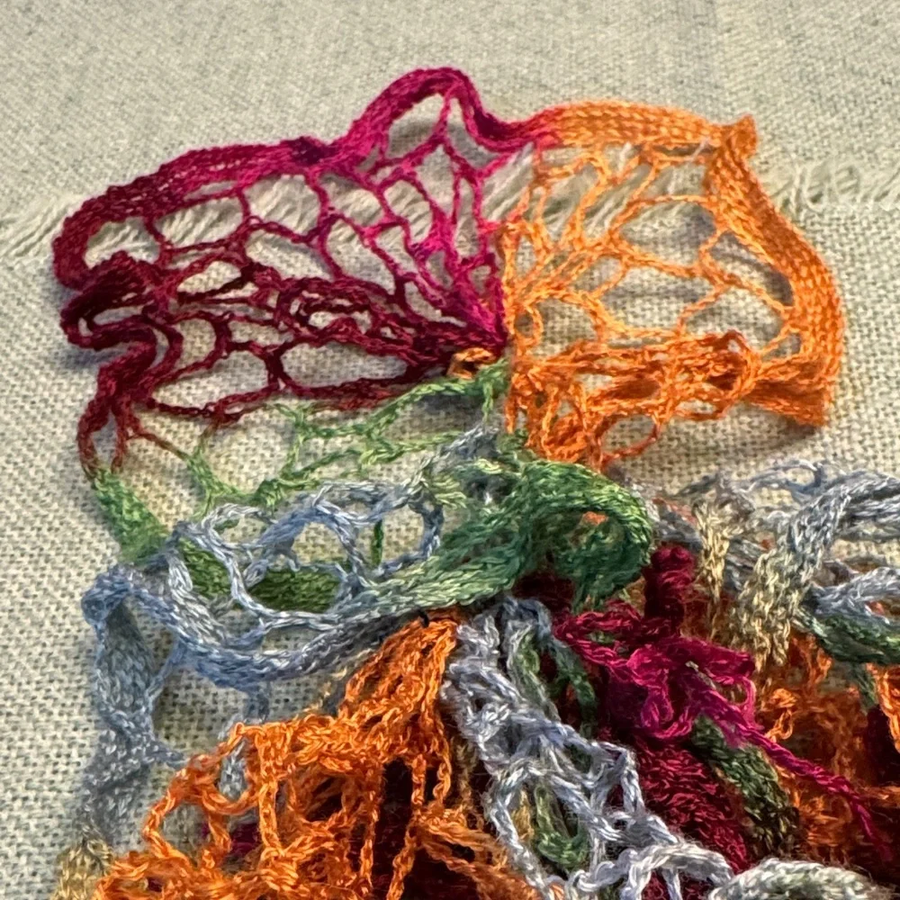 Multi-colored Crochet Ruffled Scarf - Picture 11 of 16